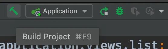 The build project button is in the IntelliJ toolbar