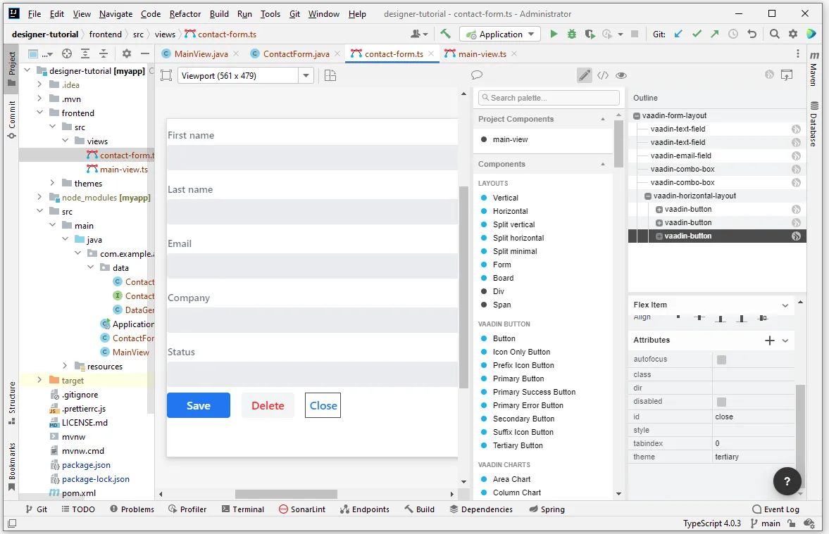 Connect the form fields in Designer.