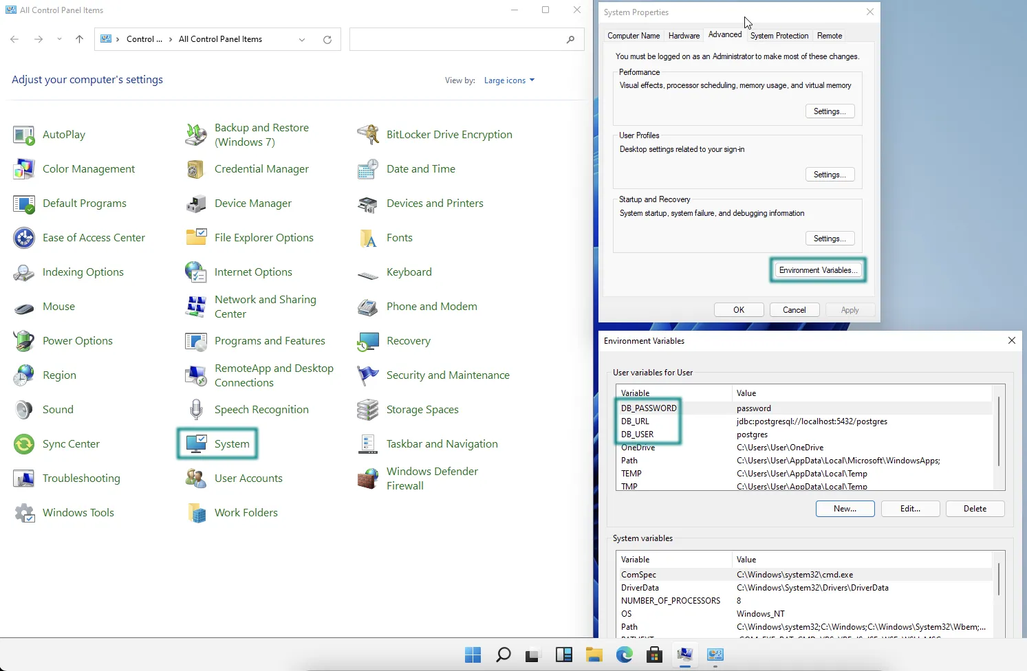 Add environment variable on Windows.