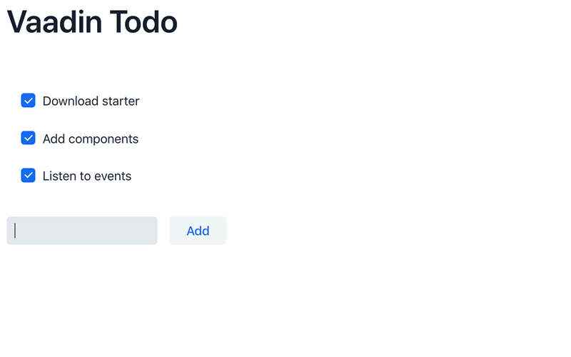 Animation of adding a new ToDo item and checking it.