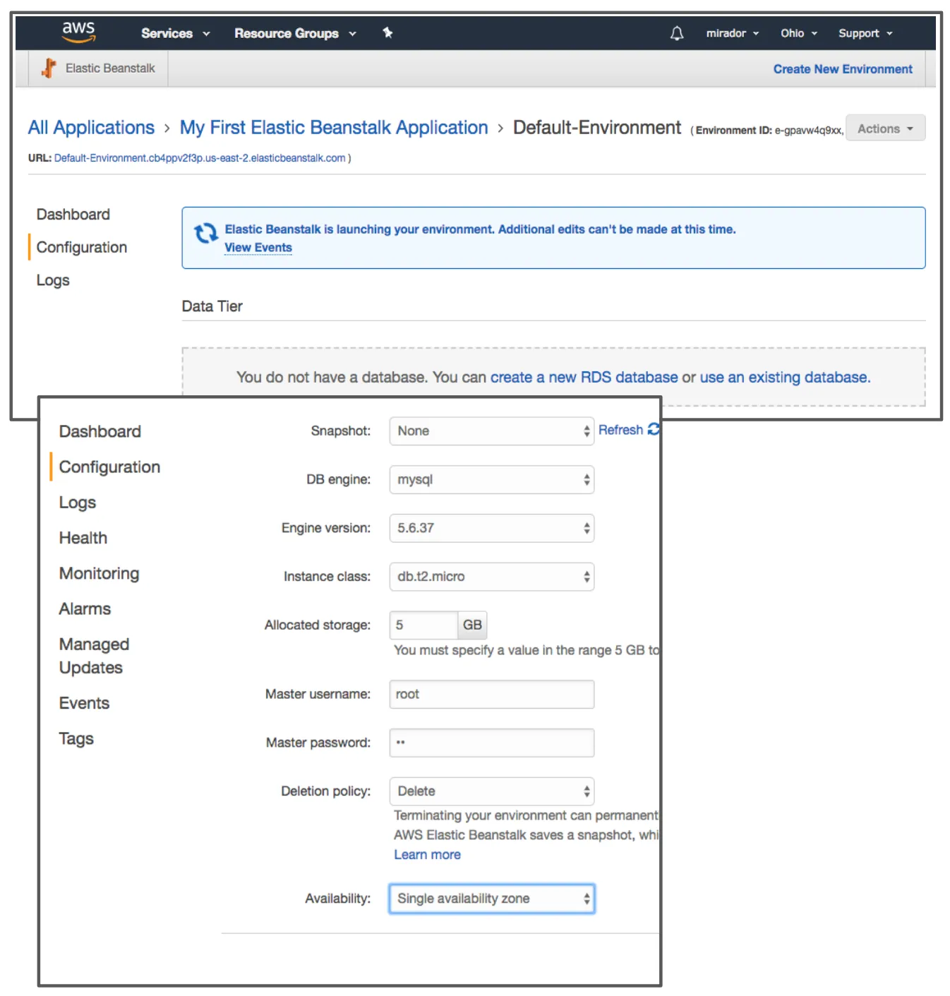 Creating a database