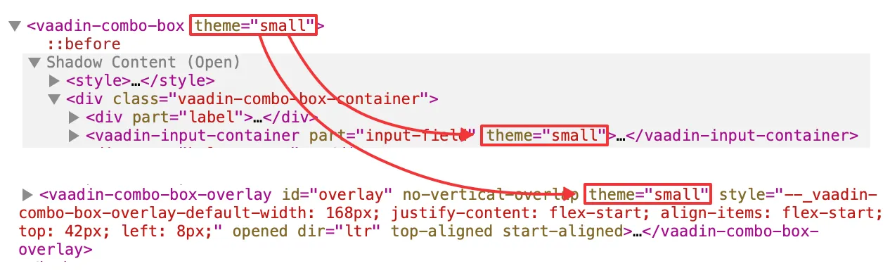 vaadin-combo-box theme attribute propagating to its sub-components