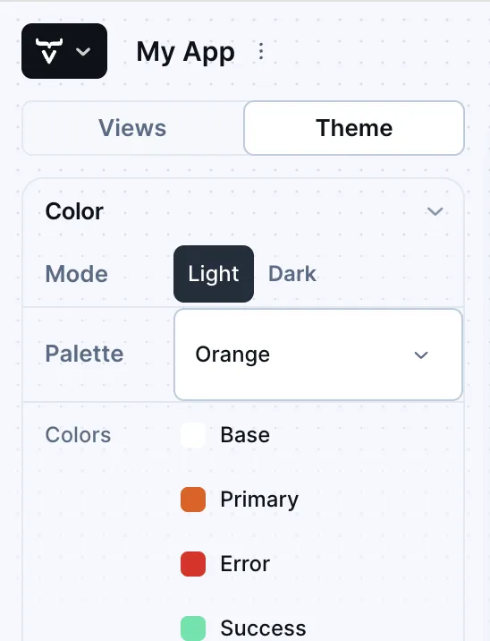 Vaadin Start UI with Theme Color Palettes