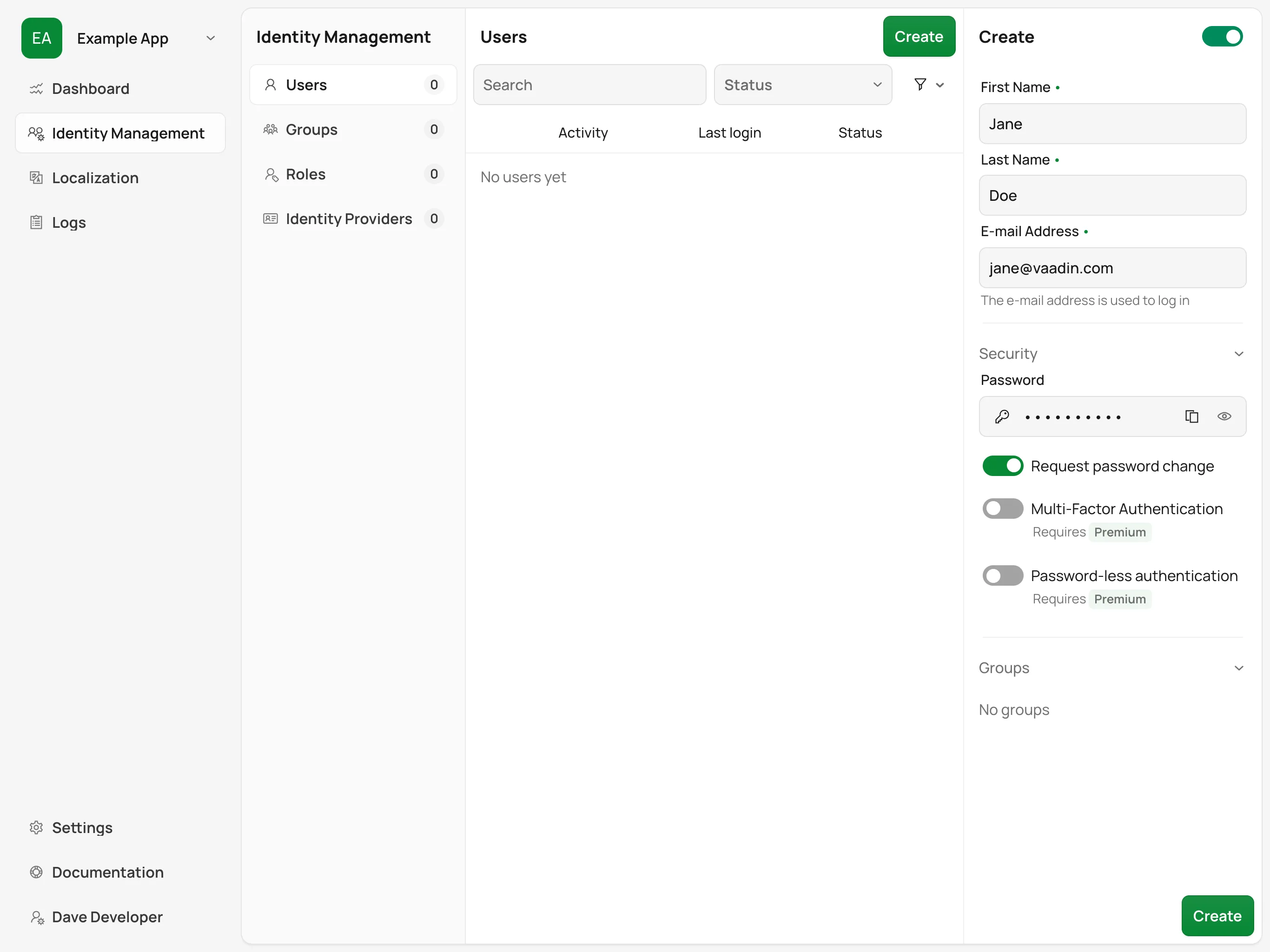 Create User Form