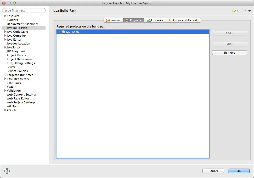 Add theme to build path