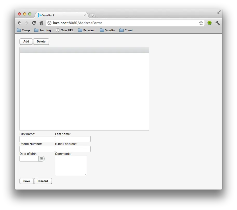Address form with add