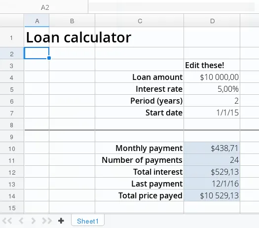 spreadsheet demo